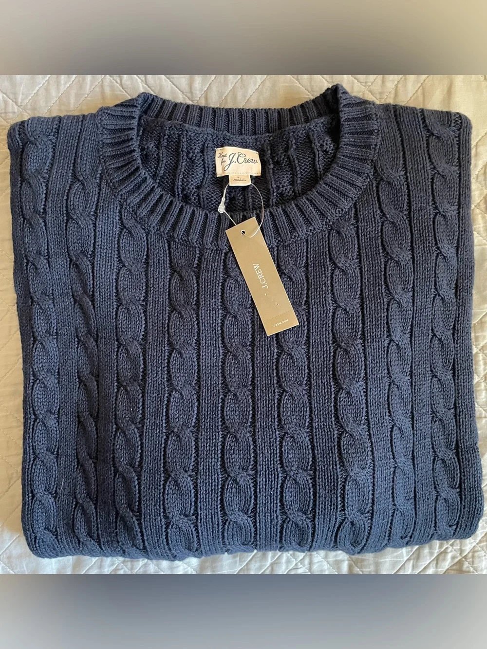 J.Crew Heritage cotton cable-knit sweater in Navy Size XL $118 CO474